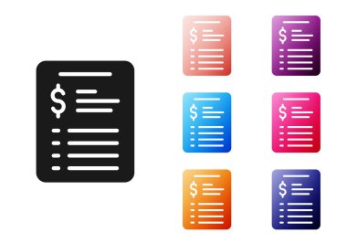 Siyah Bakım Salonu fiyat listesi simgesi beyaz arka planda izole edildi. Simgeleri renklendirin. Vektör.