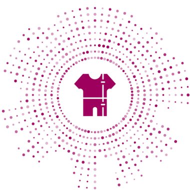 Mor spor eşofman ikonu beyaz arkaplanda izole edildi. Soyut çember rastgele noktalar. Vektör.