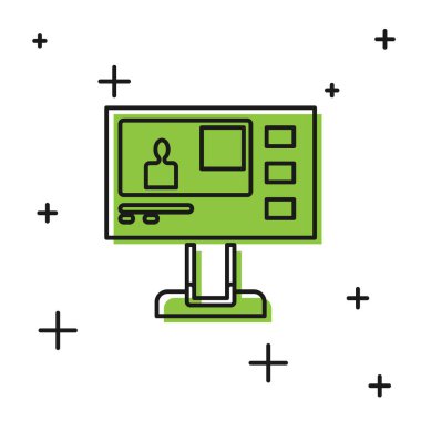 Siyah Televizyon raporu simgesi beyaz arkaplanda izole edildi. Televizyon haberleri. Vektör.