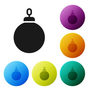 Siyah Noel balosu ikonu beyaz arka planda izole edilmiş. Mutlu Noeller ve mutlu yıllar. Simgeleri renk daire düğmelerine ayarla. Vektör.