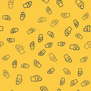 Mavi çizgi dondurma ikonu sarı arkaplandaki kusursuz deseni izole etti. Güzel sembol. Vektör.