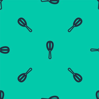 Mavi çizgi Mutfak çırpma simgesi yeşil arka planda izole edilmiş pürüzsüz desen. Mutfak aletleri, yumurta çırpıcı. Çatal bıçak seti. Yemek karışımı sembolü. Vektör.