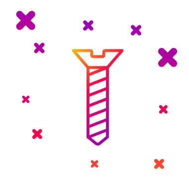 Beyaz arkaplanda izole edilmiş renkli metal vida simgesi. Kademeli rastgele dinamik şekiller. Vektör.