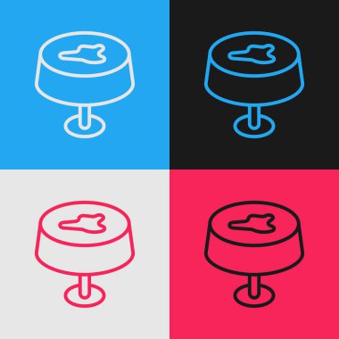 Masa örtüsü simgesindeki pop sanat eseri lekesi renk arkaplanında izole edilmiş. Vektör.