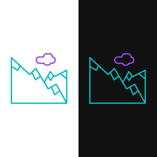 Line Mountains Icoon Geïsoleerd Witte Zwarte Achtergrond Symbool Van Overwinning — Stockvector