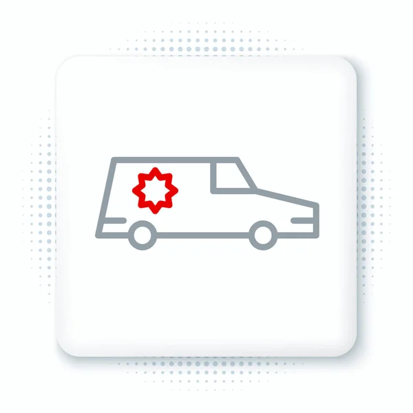 Line Hearse Car Icon Isolated White Background Colorful Outline Concept — Stock Vector