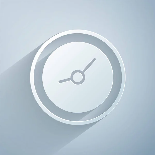 Icono Reloj Corte Papel Aislado Sobre Fondo Gris Símbolo Tiempo — Vector de stock