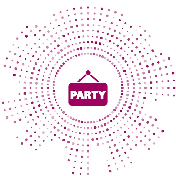 Icono Partido Púrpura Signboard Aislado Sobre Fondo Blanco Puntos Aleatorios — Vector de stock