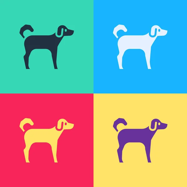 Pop Art Dog Simgesi Renk Arkaplanında Izole Edildi Vektör — Stok Vektör