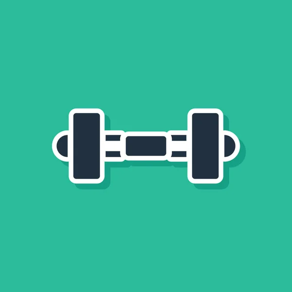 Kék Dumbbell Ikon Elszigetelt Zöld Háttérrel Izomemelő Ikon Fitnesz Súlyzó — Stock Vector