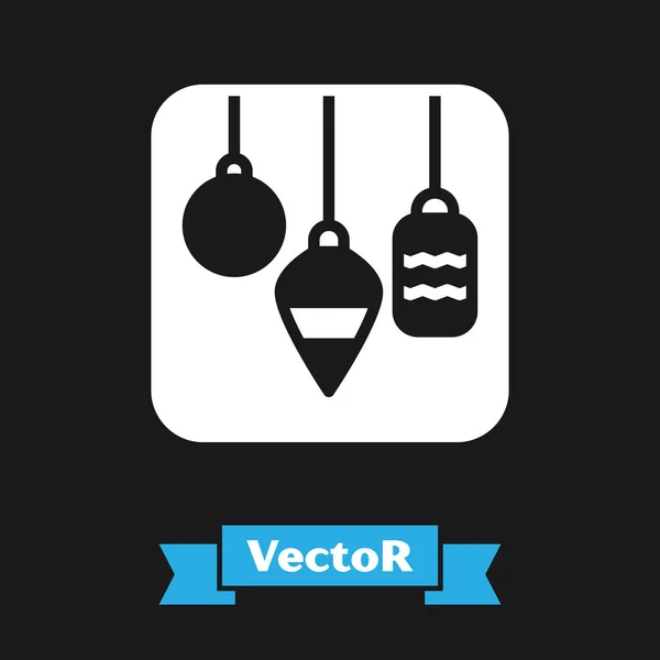 Icono Luces Blancas Navidad Aislado Sobre Fondo Negro Feliz Navidad — Vector de stock