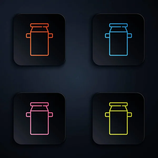 Siyah Arkaplanda Izole Edilmiş Renkli Neon Çizgi Süt Ikonu Için — Stok Vektör