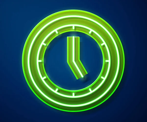 Leuchtendes Neon Line Clock Symbol Isoliert Auf Blauem Hintergrund Zeitsymbol — Stockvektor