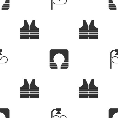 Dalış maskesi, şnorkel, can yeleği ve kusursuz şablona ayarlayın. Vektör.