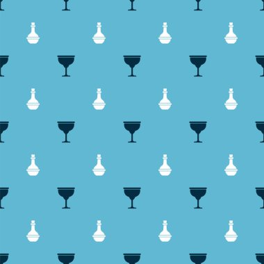 Yahudi kadehi ve şarap şişesini dikişsiz kalıba sokun. Vektör.