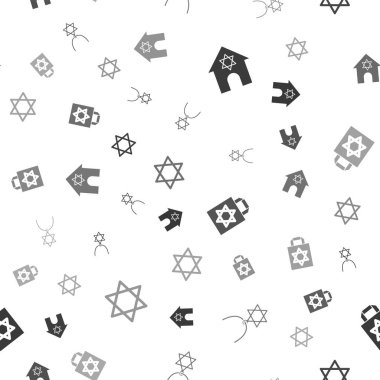 Yahudi sinagogu, Davut Yıldızı gerdanlığı, yıldız David 'in olduğu alışveriş çantası ve kusursuz desenler. Vektör.