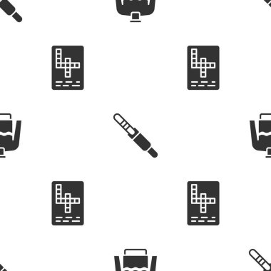 Süveteri, ses krikosunu ve çapraz bulmacayı kusursuz desene ayarla. Vektör.