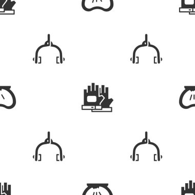 Bisiklet lastiği delinmiş, eldivenler ve fren kalibrelerini kusursuz desene ayarlayın. Vektör.