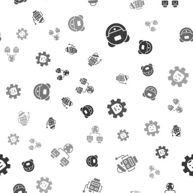 Robot elektrik süpürgesini ve yapay zekayı kusursuz desene ayarlayın. Vektör.