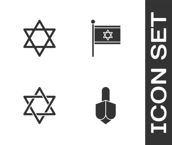 Установите Хануку Дрейделя Звезду Давида Флаг Израиля Вектор — стоковый вектор