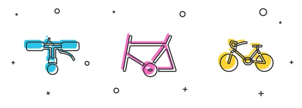Set Cykelstyre Ram Och Ikon Vektor — Stock vektor