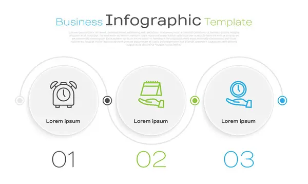 Definir Linha Relógio Alarme Calendário Relógio Modelo Infográfico Negócios Vetor — Vetor de Stock