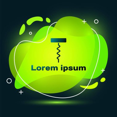 Siyah arkaplanda siyah şarap tirbuşon simgesi var. Sıvı şekilli soyut pankart. Vektör.