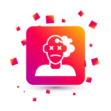 Beyaz arka planda beyaz cinayet ikonu izole edildi. Vücut, kanama, ceset, kanayan ikon. Suç mahalli kavramı. Kare renk düğmesi. Vektör.