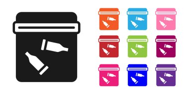 Beyaz arka planda kurşun ikonu olan siyah kanıt torbası. Simgeleri renklendirin. Vektör.