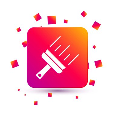 Beyaz arka planda izole edilmiş pencere simgesi için kauçuk temizleme hizmeti. Silecek, kazıyıcı, silecek. Kare renk düğmesi. Vektör.