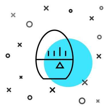 Siyah çizgi mutfak zamanlayıcısı simgesi beyaz arkaplanda izole edildi. Yumurta zamanlayıcısı. Mutfak aletleri. Rastgele dinamik şekiller. Vektör.