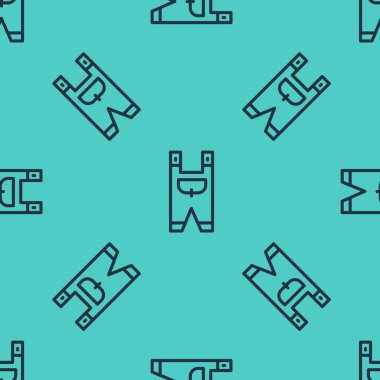 Siyah çizgili bahçe işçisi giysi ikonu yeşil arka planda izole edilmiş pürüzsüz desen. Vektör.