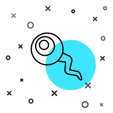 Siyah çizgi göz simgesi beyaz arkaplanda izole edildi. Mutlu Cadılar Bayramı Partisi. Rastgele dinamik şekiller. Vektör.