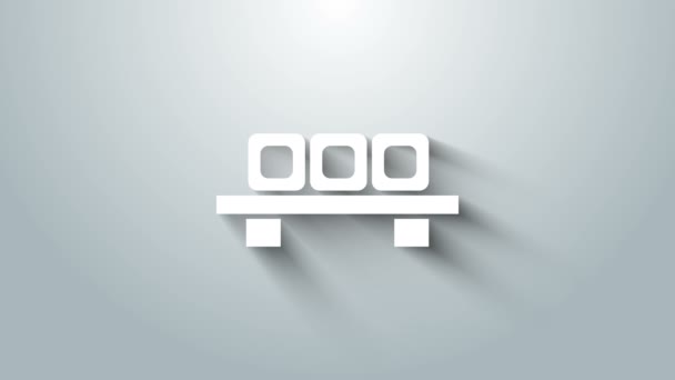 Sushi bianco sull'icona del tagliere isolato su sfondo grigio. Sushi asiatici su tavola di legno. Animazione grafica 4K Video motion — Video Stock