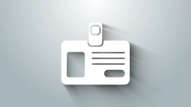Gri arkaplanda beyaz kimlik ikonu izole edildi. Sunum için, şirketin kimliği için, reklam için kullanılabilir. 4K Video hareketli grafik canlandırması