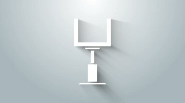 Beyaz Amerikan futbolu kale direği ikonu gri arka planda izole edildi. 4K Video hareketli grafik canlandırması