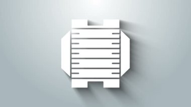 Beyaz Amerikan futbol sahası ikonu gri arka planda izole edildi. 4K Video hareketli grafik canlandırması