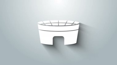 Beyaz Futbol Stadyumu ikonu gri arka planda izole edildi. Futbol sahası. 4K Video hareketli grafik canlandırması