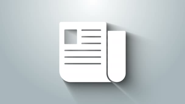 Icona del documento White File isolata su sfondo grigio. Icona della lista di controllo. Concetto aziendale. Animazione grafica 4K Video motion — Video Stock