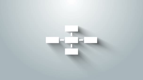 Icône d'infographie d'organogramme de hiérarchie d'affaires blanche isolée sur fond gris. Structure organisationnelle de l'entreprise éléments graphiques. Animation graphique de mouvement vidéo 4K — Video