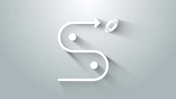 White Planning concept icoon geïsoleerd op grijze achtergrond. Voetbal of amerikaanse voetbal cup formatie en tactiek. 4K Video motion grafische animatie — Stockvideo