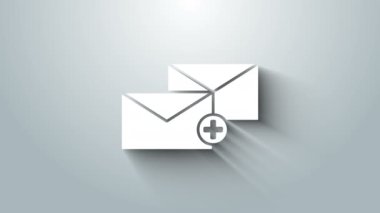 White Envelope icon isolated on grey background. Received message concept. New, email incoming message, sms. Mail delivery service. 4K Video motion graphic animation