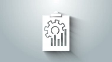 White Clipboard with graph chart icon isolated on grey background. Report text file icon. Accounting sign. Audit, analysis, planning. 4K Video motion graphic animation