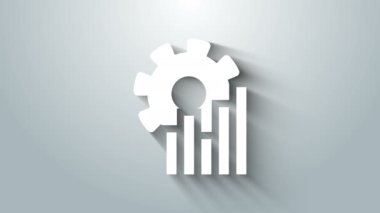 Gri arkaplanda beyaz pasta grafiği bilgi simgesi izole edildi. Diyagram çizelgesi. 4K Video hareketli grafik canlandırması