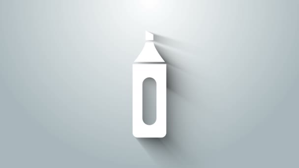 Ikona pera White Marker izolovaná na šedém pozadí. Grafická animace pohybu videa 4K — Stock video