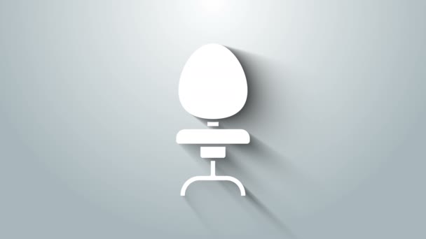 Icona sedia ufficio bianca isolata su sfondo grigio. Animazione grafica 4K Video motion — Video Stock
