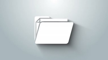 Beyaz Belge klasörü simgesi gri arkaplanda izole edildi. Muhasebe klasörü sembolü. Muhasebe yönetimi. 4K Video hareketli grafik canlandırması