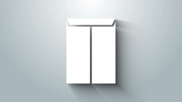 Ikona bílé obálky izolovaná na šedém pozadí. Symbol dopisu e-mailem. Grafická animace pohybu videa 4K — Stock video