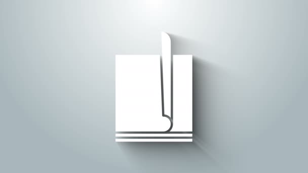화이트 파일 문서 아이콘은 회색 배경에서 분리되었다. 체크 리스트 아이콘. 사업 개념. 4K 비디오 모션 그래픽 애니메이션 — 비디오