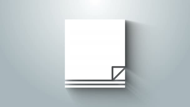 Vit fil dokument ikon isolerad på grå bakgrund. Checklista ikonen. Affärsidé. 4K Video motion grafisk animation — Stockvideo